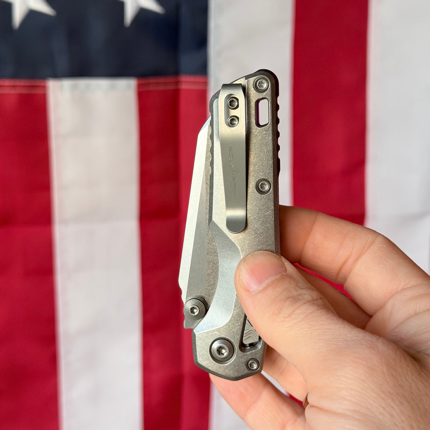 Microtech MSI Mini RAM-LOK Marfione Select, Stonewash Blade, Smooth Titanium Slab Side with Purple Accents, 3.25″, Made in USA (210M-10MS4)