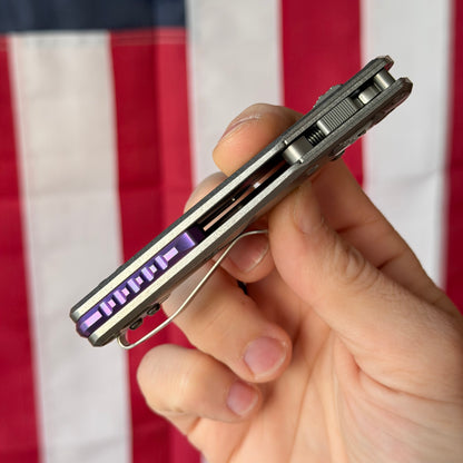 Microtech MSI Mini RAM-LOK Marfione Select, Stonewash Blade, Smooth Titanium Slab Side with Purple Accents, 3.25″, Made in USA (210M-10MS4)