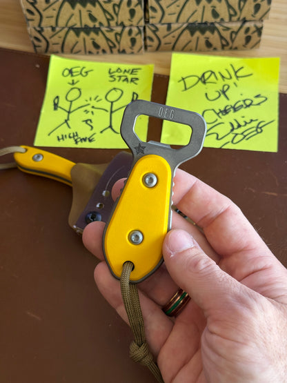 OEG EDCxLSKS TBD 3.88" Titanium EDC Tool – Texas Yellow G10, 6AL4V Titanium – Lone Star Exclusive – Made in USA
