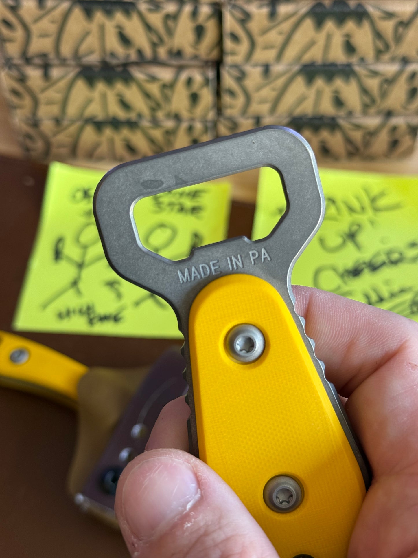 OEG EDCxLSKS TBD 3.88" Titanium EDC Tool – Texas Yellow G10, 6AL4V Titanium – Lone Star Exclusive – Made in USA