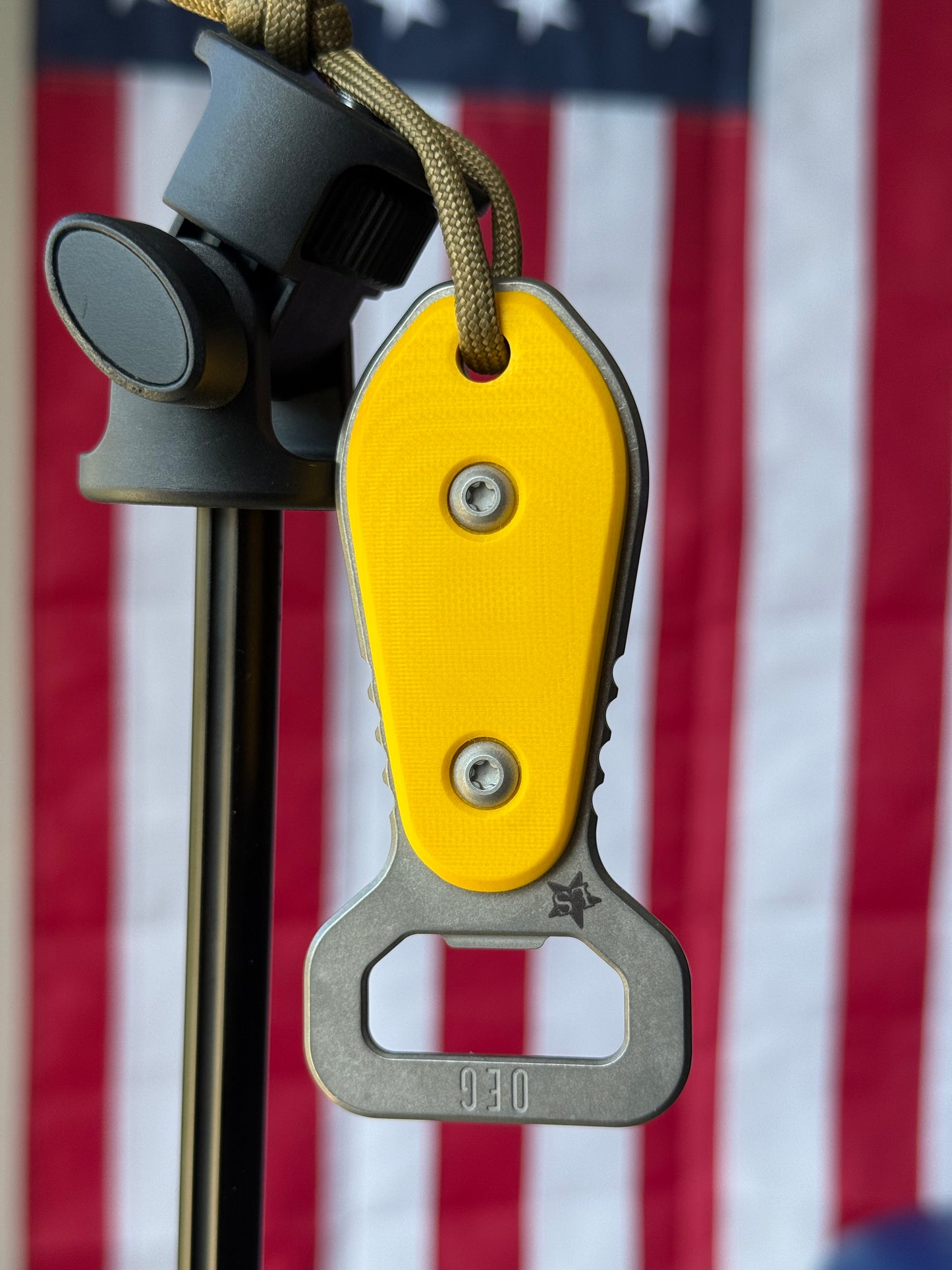 OEG EDCxLSKS TBD 3.88" Titanium EDC Tool – Texas Yellow G10, 6AL4V Titanium – Lone Star Exclusive – Made in USA