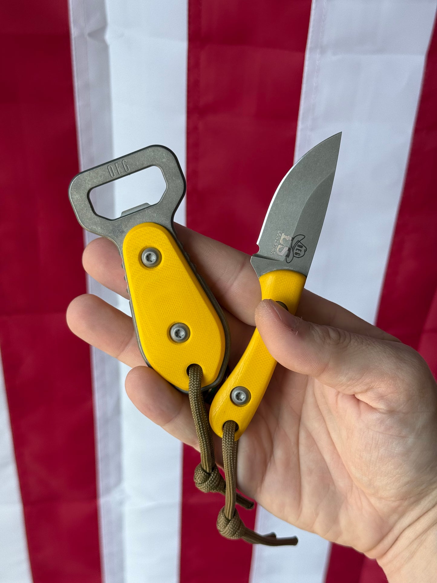 OEG EDCxLSKS TBD 3.88" Titanium EDC Tool – Texas Yellow G10, 6AL4V Titanium – Lone Star Exclusive – Made in USA