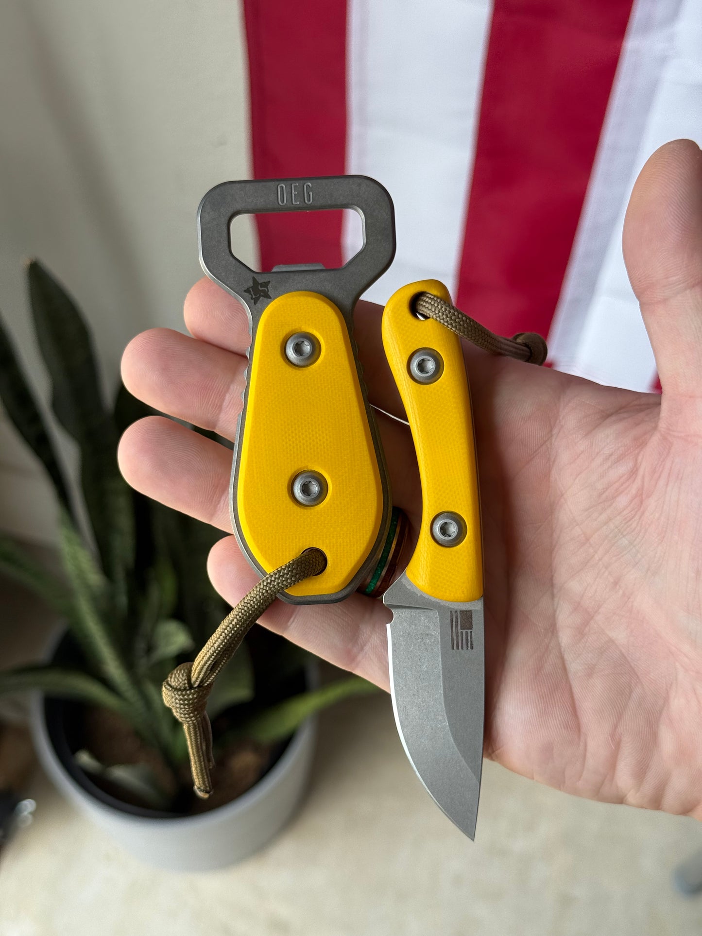 OEG EDCxLSKS TBD 3.88" Titanium EDC Tool – Texas Yellow G10, 6AL4V Titanium – Lone Star Exclusive – Made in USA