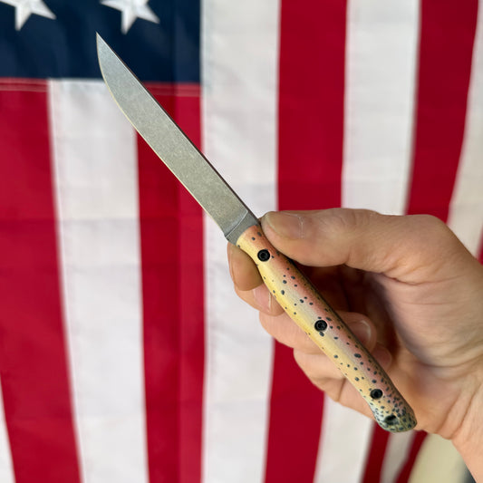 The Back Door: White River Knife & Tool Exodus 3 - S35VN, “Trout” Scales, 3.15″ Blade - Made in USA (Used)