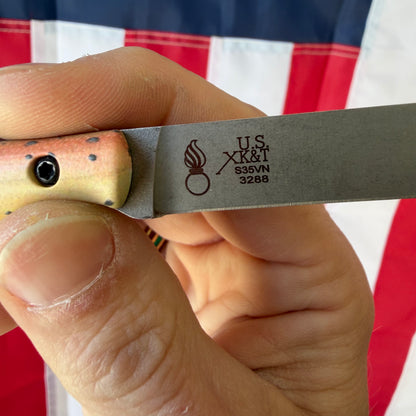 The Back Door: White River Knife & Tool Exodus 3 - S35VN, “Trout” Scales, 3.15″ Blade - Made in USA (Used)