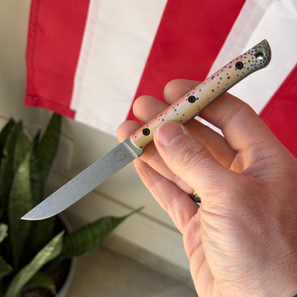 The Back Door: White River Knife & Tool Exodus 3 - S35VN, “Trout” Scales, 3.15″ Blade - Made in USA (Used)