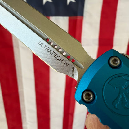 The Back Door: Ultratech Gen IV D/E OTF Automatic Knife – Blue Aluminum Handle, 3.5″ Stonewash Bohler M390MK Dagger Blade (MCT1122410BL) (Return)