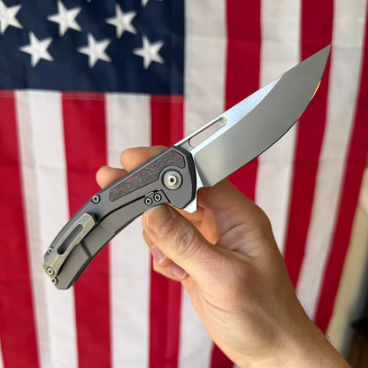 The Back Door: Tactile Knife Co. Archer Knife - Smooth Titanium Scales, Red Technocarbo Inlay, MagnaCut 63–64 HRC - Made in USA (DOB 2/09/2024) (Used)