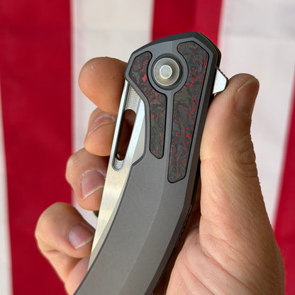 The Back Door: Tactile Knife Co. Archer Knife - Smooth Titanium Scales, Red Technocarbo Inlay, MagnaCut 63–64 HRC - Made in USA (DOB 2/09/2024) (Used)