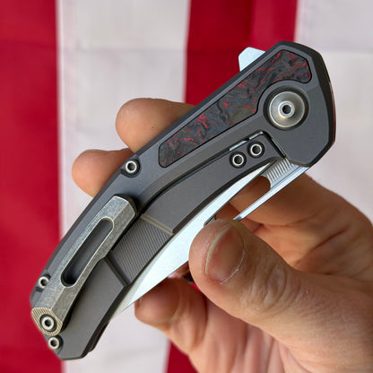 The Back Door: Tactile Knife Co. Archer Knife - Smooth Titanium Scales, Red Technocarbo Inlay, MagnaCut 63–64 HRC - Made in USA (DOB 2/09/2024) (Used)