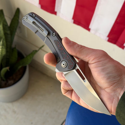 The Back Door: Tactile Knife Co. Archer Knife - Smooth Titanium Scales, Red Technocarbo Inlay, MagnaCut 63–64 HRC - Made in USA (DOB 2/09/2024) (Used)