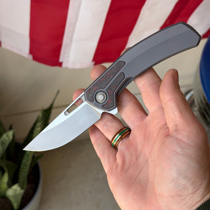 The Back Door: Tactile Knife Co. Archer Knife - Smooth Titanium Scales, Red Technocarbo Inlay, MagnaCut 63–64 HRC - Made in USA (DOB 2/09/2024) (Used)