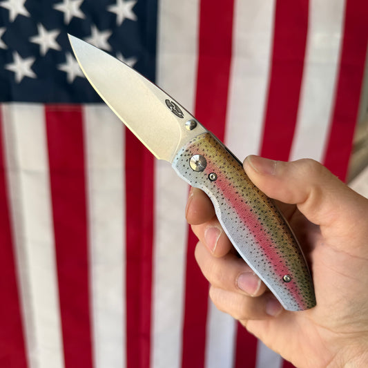The Back Door: TRM Neutron 2 Frame Lock Knife - Rainbow Trout G10, 20CV Blade, Made in USA (Return)