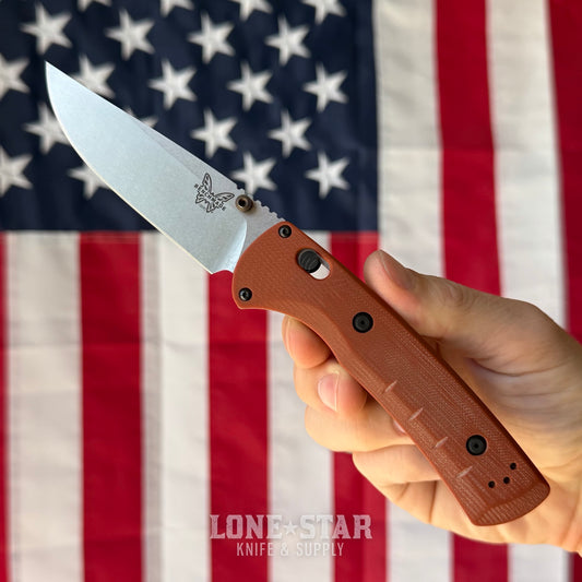 Benchmade SlipRidge 3.5" Folding Knife - MagnaCut Modified Clip Point, Rust Orange G10, AXIS Lock - Made in USA (15090-01)