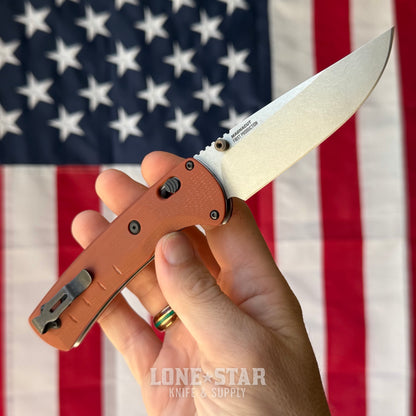 Benchmade SlipRidge 3.5" Folding Knife - MagnaCut Modified Clip Point, Rust Orange G10, AXIS Lock - Made in USA (15090-01)