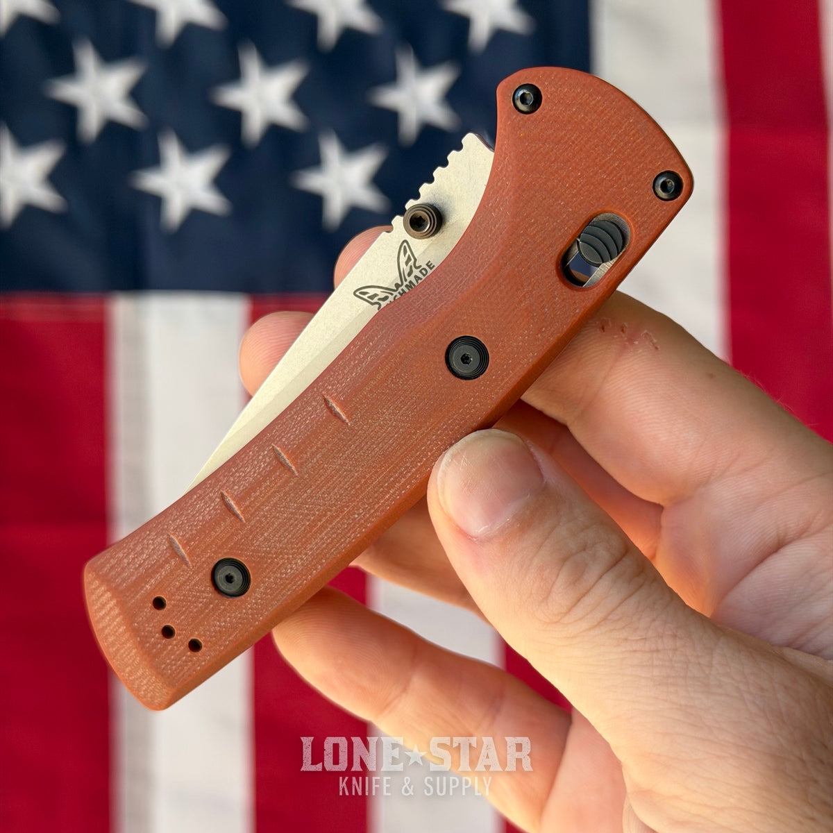 Benchmade SlipRidge 3.5" Folding Knife - MagnaCut Modified Clip Point, Rust Orange G10, AXIS Lock - Made in USA (15090-01)