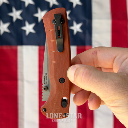 Benchmade SlipRidge 3.5" Folding Knife - MagnaCut Modified Clip Point, Rust Orange G10, AXIS Lock - Made in USA (15090-01)