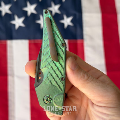 Hypercut MFG Dharma Automatic Serial 0218 - 3.2" S45VN Tanto, Green Dragon Scale Titanium - Made in USA (HC-DHARMA-AUTO-0218)