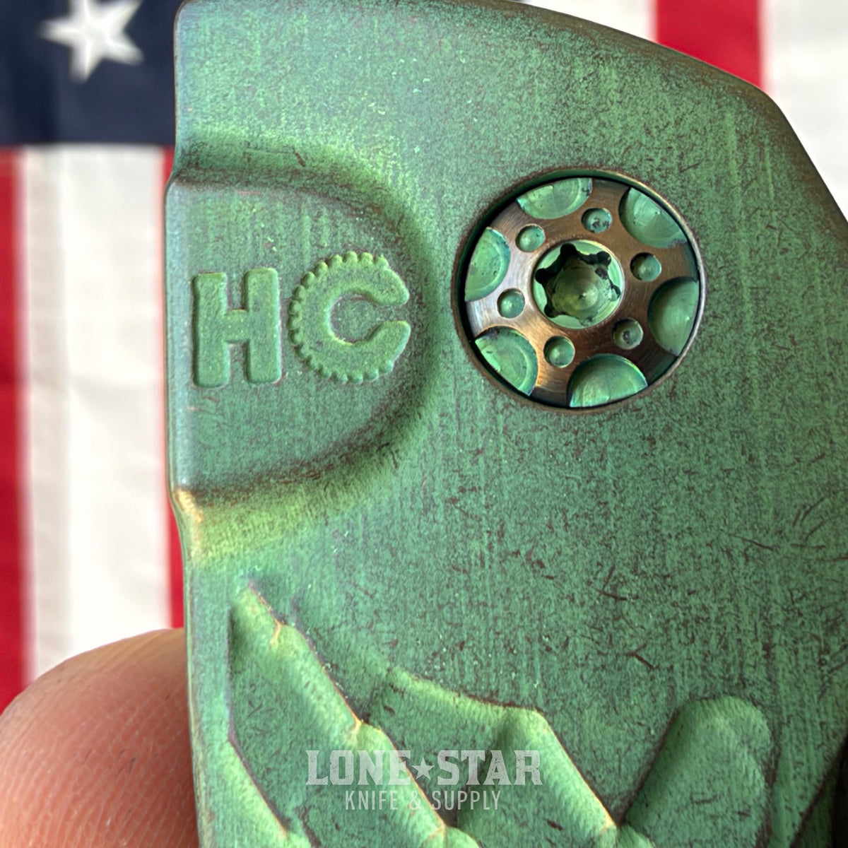 Hypercut MFG Dharma Automatic Serial 0218 - 3.2" S45VN Tanto, Green Dragon Scale Titanium - Made in USA (HC-DHARMA-AUTO-0218)