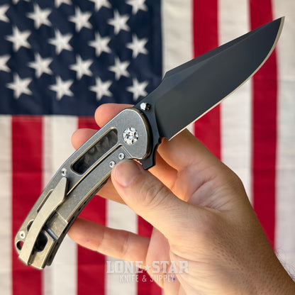 Nicholas Nichols Guppy 3.5 - 3.5" DLC MagnaCut, Purple Flow Carbon Fiber, Smooth Titanium Framelock - Made in USA (NN-GUPPY35-PURPFLOW)
