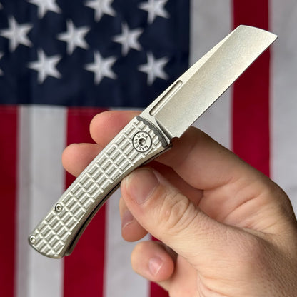 The Back Door: ABW Slip Joint 2.25" – Frag Milled Titanium, MagnaCut Stonewash Wharncliffe – Made in USA (Return)
