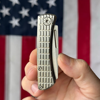 The Back Door: ABW Slip Joint 2.25" – Frag Milled Titanium, MagnaCut Stonewash Wharncliffe – Made in USA (Return)