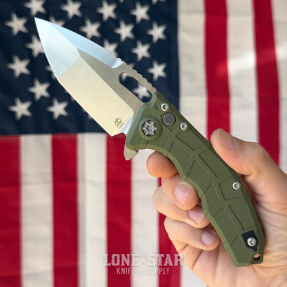Heretic Martyr Manual Tanto 3.4" MagnaCut Stonewash, OD Green Polymer Chassis - Made in USA (H057-2A-GRN)