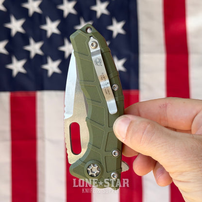 Heretic Martyr Manual Tanto 3.4" MagnaCut Stonewash, OD Green Polymer Chassis - Made in USA (H057-2A-GRN)
