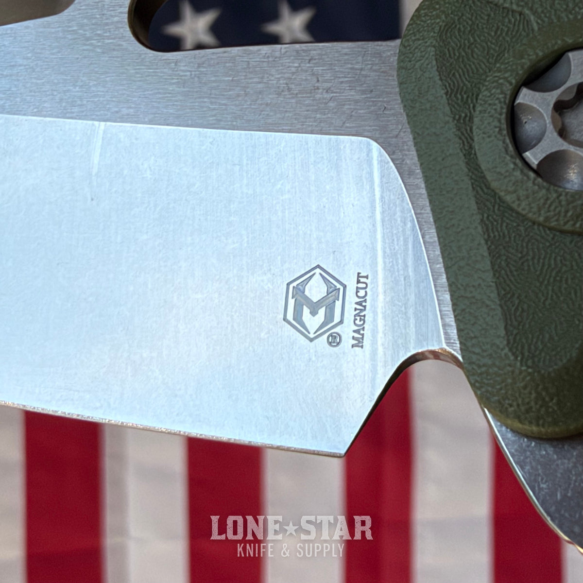 Heretic Martyr Manual Tanto 3.4" MagnaCut Stonewash, OD Green Polymer Chassis - Made in USA (H057-2A-GRN)