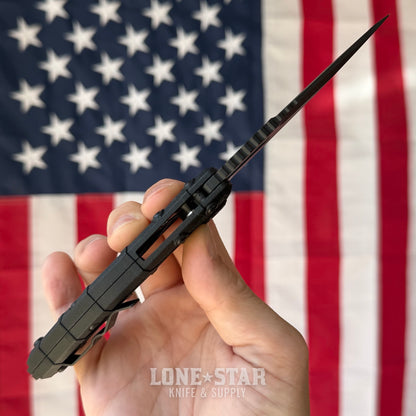 Heretic Martyr Manual Tanto 3.4" MagnaCut All Black Tactical, Black Polymer Chassis - Made in USA (H057-4A-T)