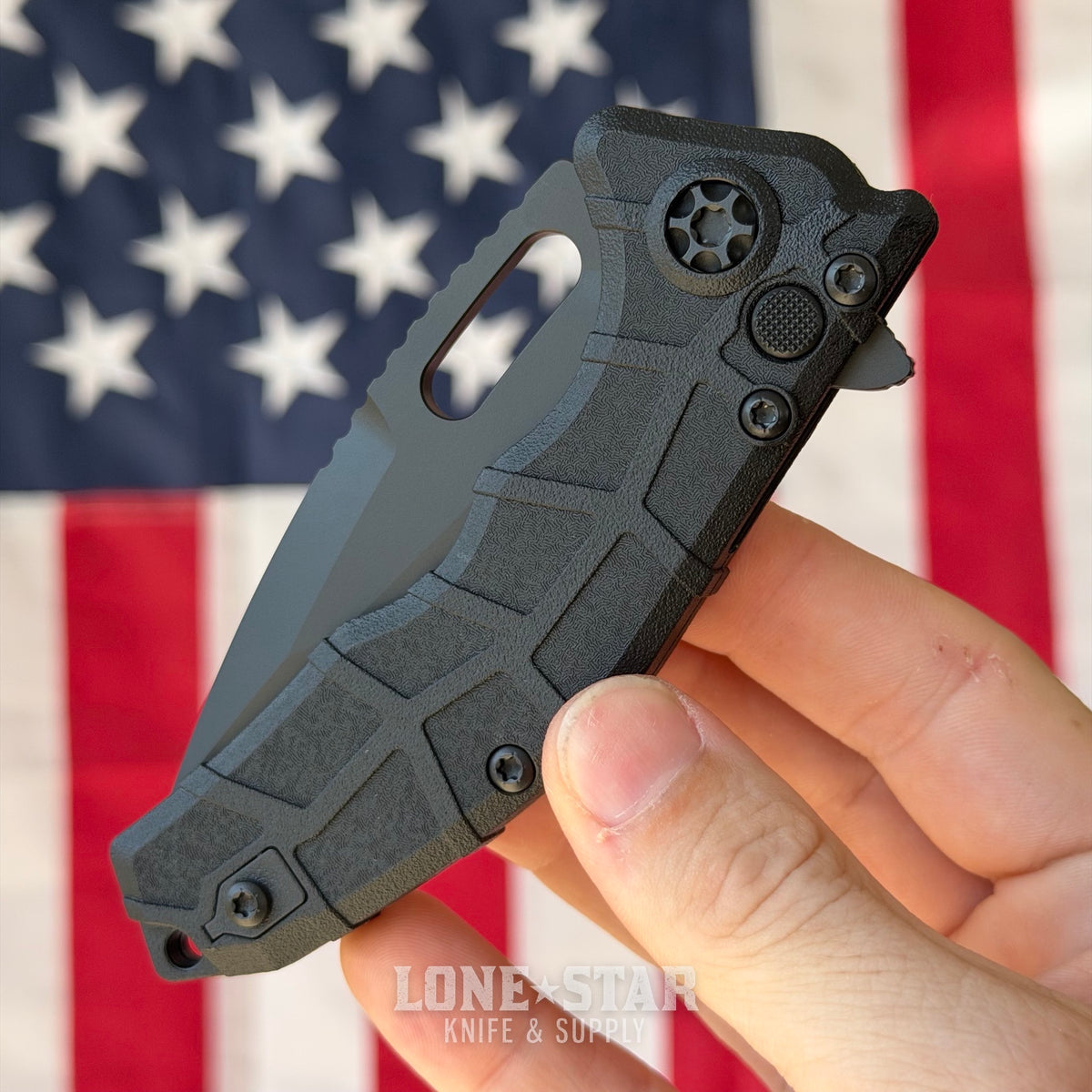 Heretic Martyr Manual Tanto 3.4" MagnaCut All Black Tactical, Black Polymer Chassis - Made in USA (H057-4A-T)