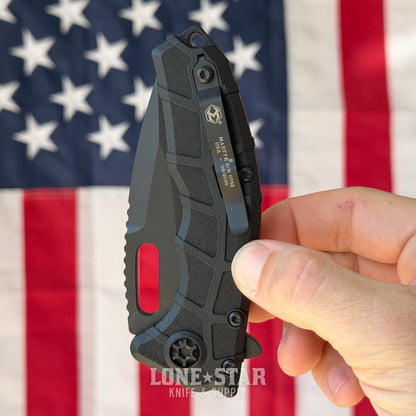 Heretic Martyr Manual Tanto 3.4" MagnaCut All Black Tactical, Black Polymer Chassis - Made in USA (H057-4A-T)