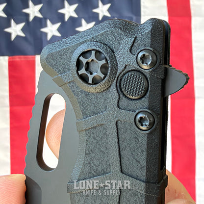 Heretic Martyr Manual Tanto 3.4" MagnaCut All Black Tactical, Black Polymer Chassis - Made in USA (H057-4A-T)