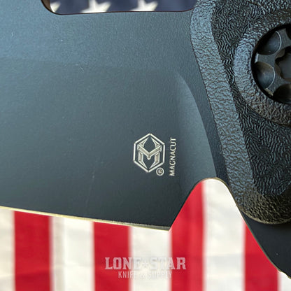 Heretic Martyr Manual Tanto 3.4" MagnaCut All Black Tactical, Black Polymer Chassis - Made in USA (H057-4A-T)