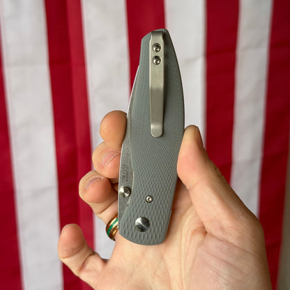 TRM Knives ATOM Linerlock Knife - Slate Gray G10 3D Contoured Lizard Skin Scales, MagnaCut Blade - Made in USA (DLR-ATM-G10-LS-SGY)