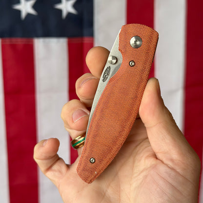 TRM ATOM LL Autumn Orange Micarta, 3.5″ MagnaCut Blade, Made in USA