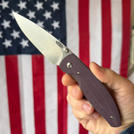 TRM Knives ATOM Linerlock Knife - Popsicle Purple G10 3D Contoured Smooth Scales, MagnaCut Blade - Made in USA (DLR-ATM-G10-3D-PPP)