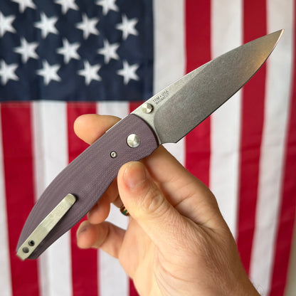TRM Knives ATOM Linerlock Knife - Popsicle Purple G10 3D Contoured Smooth Scales, MagnaCut Blade - Made in USA (DLR-ATM-G10-3D-PPP)
