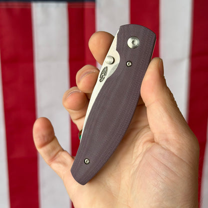 TRM Knives ATOM Linerlock Knife - Popsicle Purple G10 3D Contoured Smooth Scales, MagnaCut Blade - Made in USA (DLR-ATM-G10-3D-PPP)