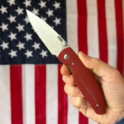 The Back Door: TRM ATOM LL - Ruby Red G10 3D Contoured Smooth, MagnaCut Blade (Blemish)