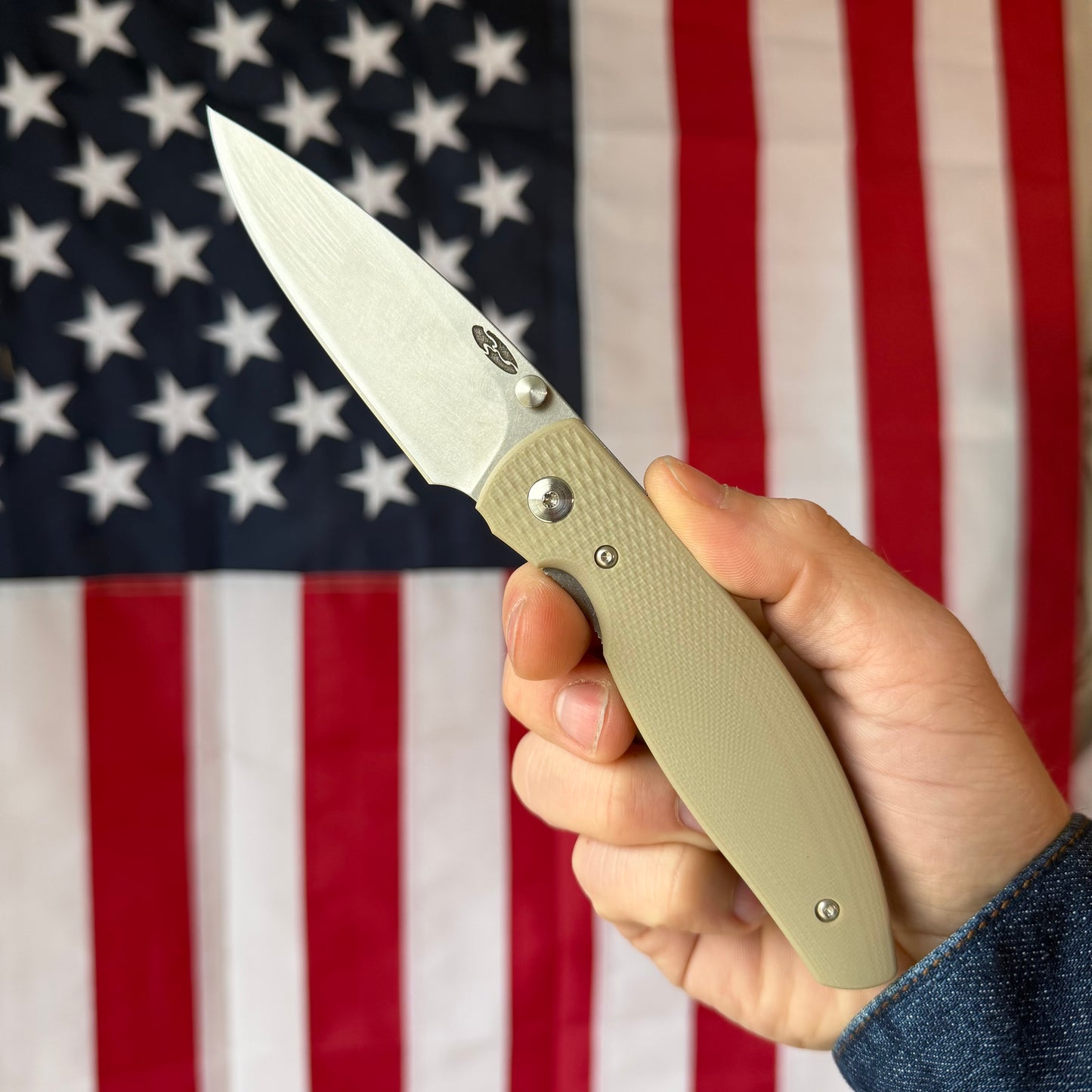 The Back Door: TRM ATOM LL - Desert Tan G10 3D Contoured Lizard Skin, MagnaCut Blade (Blemish)