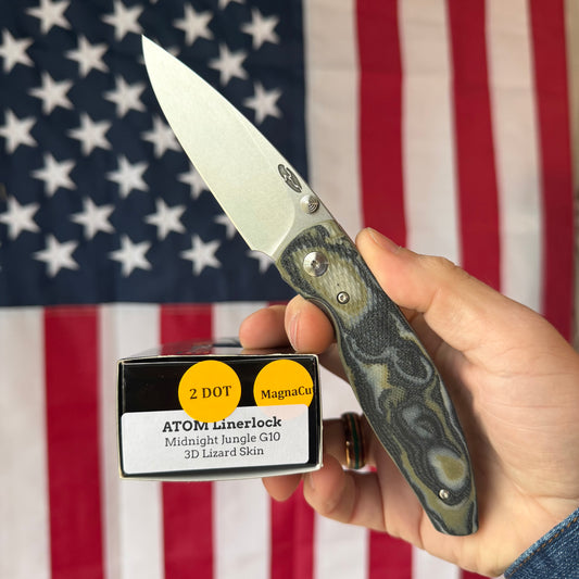 The Back Door: TRM ATOM LL - Midnight Jungle G10 3D Contoured Lizard Skin, MagnaCut Blade (Blemish)