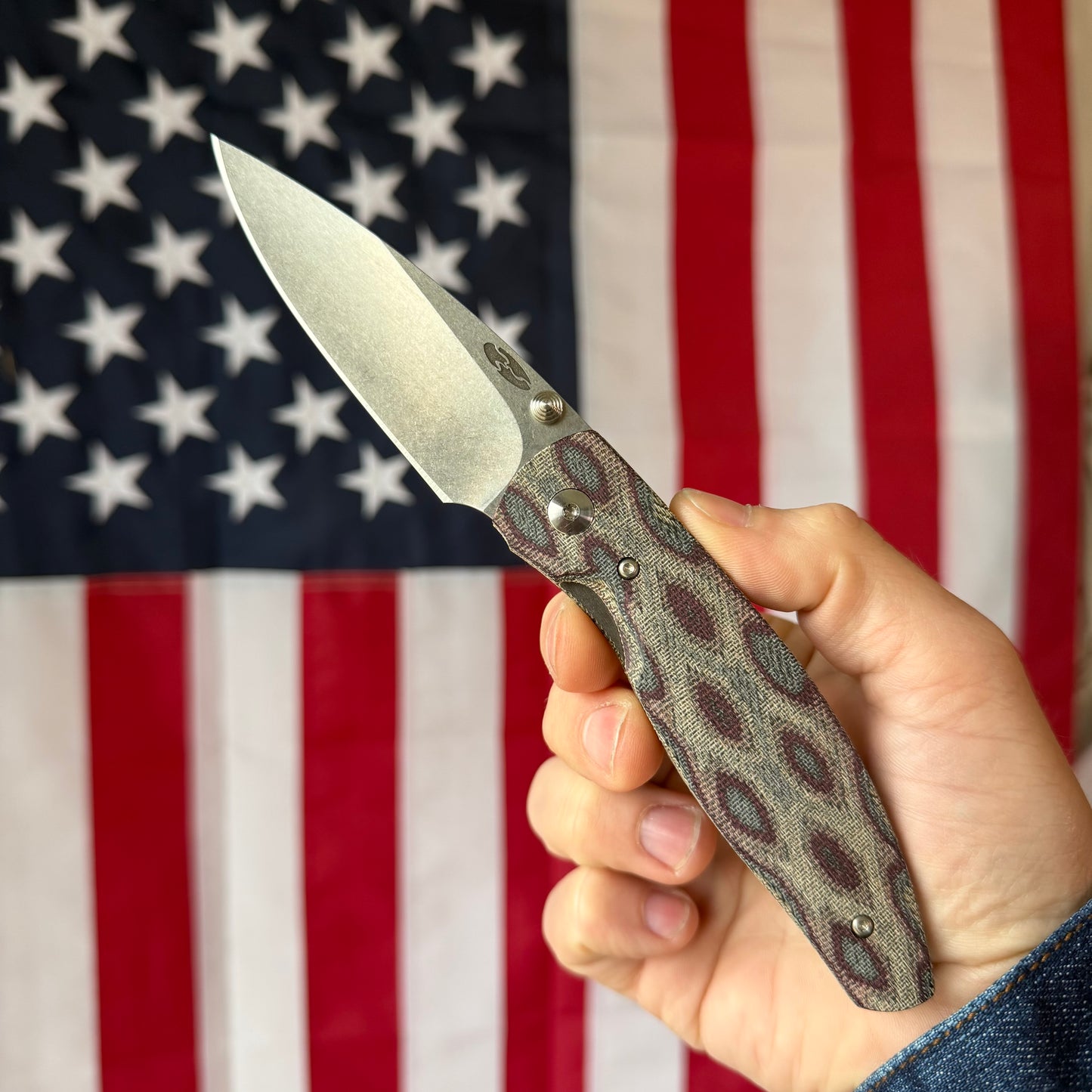 The Back Door: TRM ATOM LL - Python Micarta 3D Contoured Smooth, Mike IRIE 20CV Blade (Blemish)