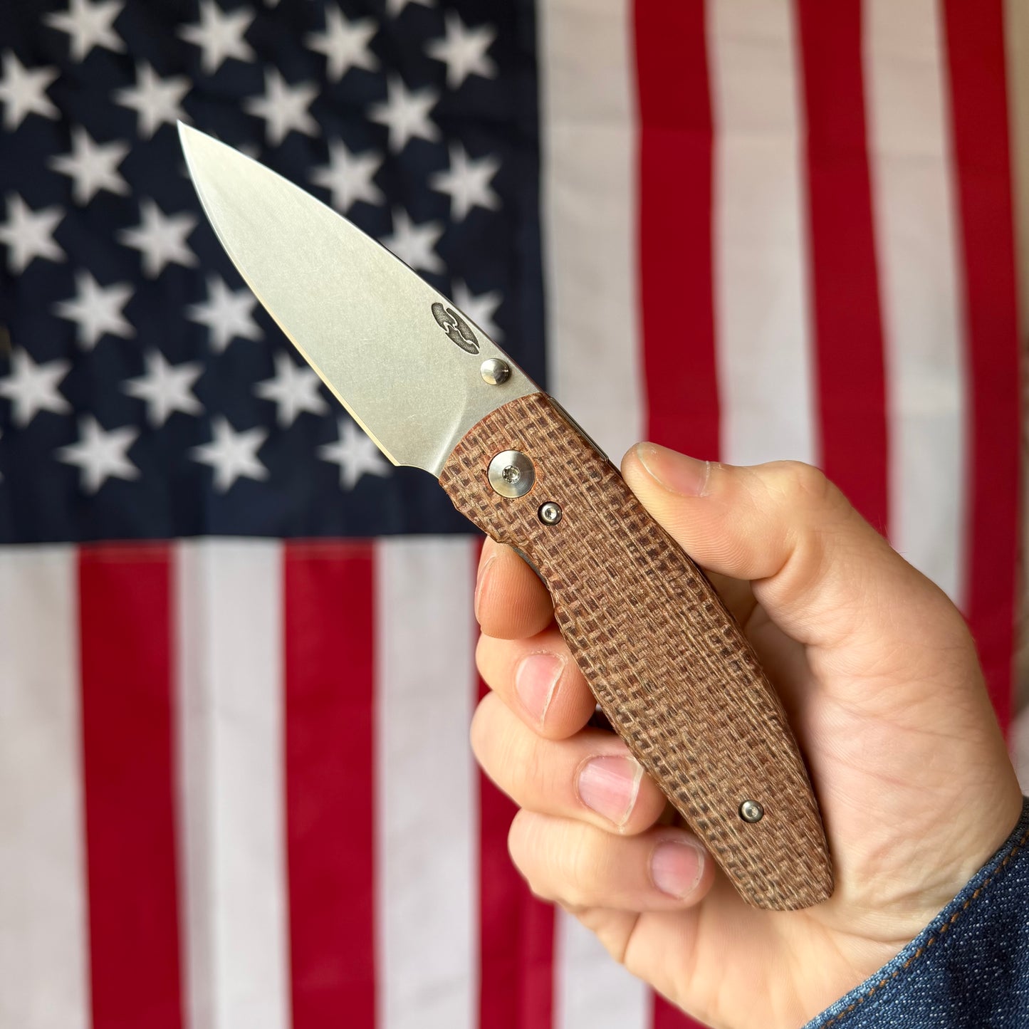 The Back Door: TRM Neutron 2 LL - Burlap Micarta 3D Contoured, 20CV Blade (Blemish)
