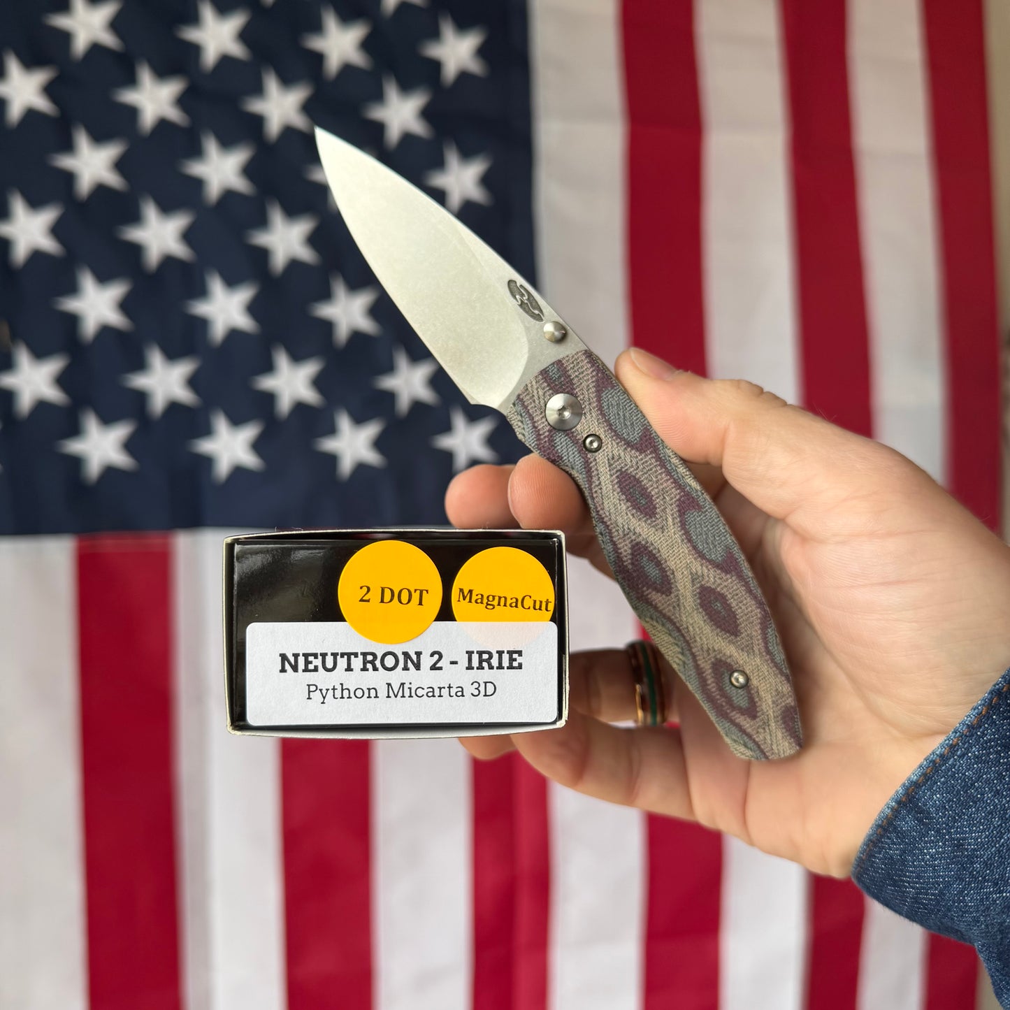 The Back Door: TRM Neutron 2 LL - Python Micarta 3D Contoured, Mike IRIE MagnaCut Blade (Blemish)