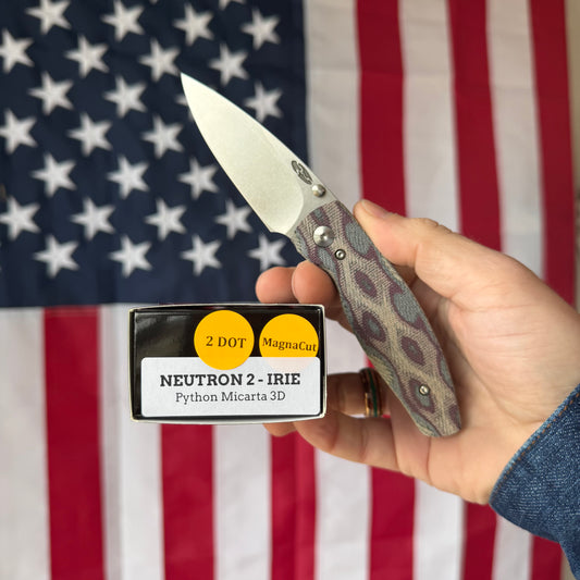 The Back Door: TRM Neutron 2 LL - Python Micarta 3D Contoured, Mike IRIE MagnaCut Blade (Blemish)