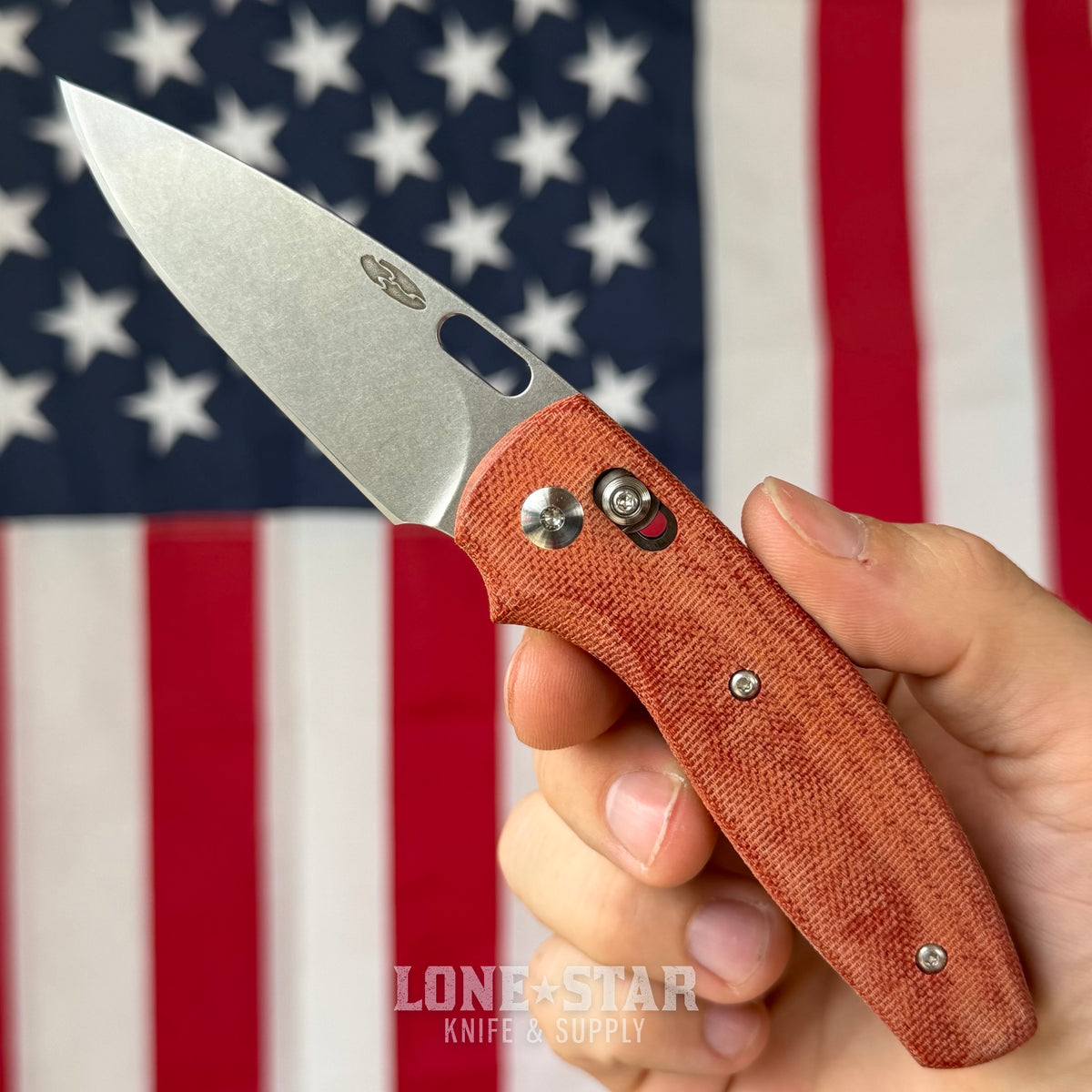 The Back Door: TRM BULLDOG Rev A - 3.2" CPM 20CV, Autumn Orange Micarta - Made in USA (Trade In)
