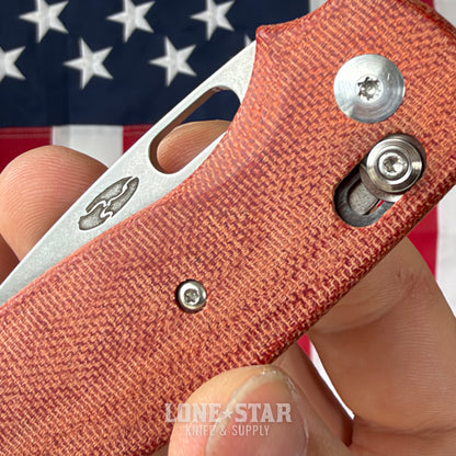 The Back Door: TRM BULLDOG Rev A - 3.2" CPM 20CV, Autumn Orange Micarta - Made in USA (Trade In)