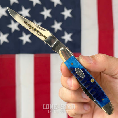 The Back Door: Case Muskrat - Ocean Blue Gator Jig Bone, Two Blade Slipjoint - Made in USA (CA53985) (Trade In)