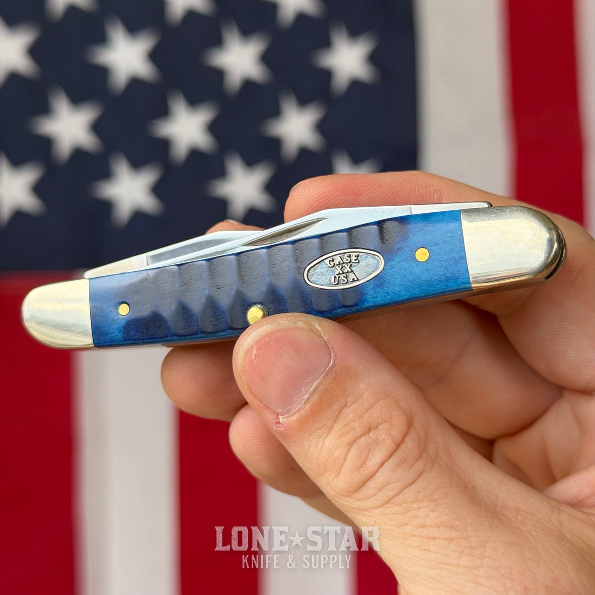 The Back Door: Case Muskrat - Ocean Blue Gator Jig Bone, Two Blade Slipjoint - Made in USA (CA53985) (Trade In)